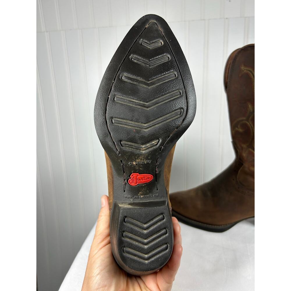 Justin Leather Cowboy western women’s leather suede Boots Embroidered Size 7.5. - Picture 2 of 7